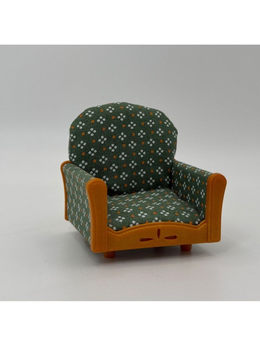1:16 Scale Calico Critters Sylvanian Families Green Floral Armchair, Miniature